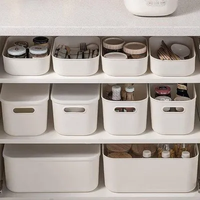 Immagine prodotto di Set di 6 cassettiere in plastica, ciascuna con 4 cassetti, complete di maniglia, adatte per bagno, cucina o ufficio