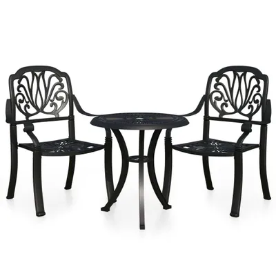 Produktbild von vidaXL 3-tlg. Bistro-Set Aluminiumguss Schwarz