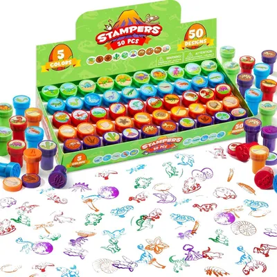 Obrázok produktu pre JOYIN 50-dielna sada pečiatok s dinosaurami pre deti, samoprepisovacie pečiatky