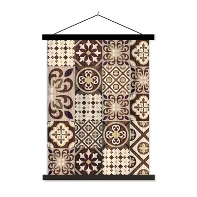 Produktbild von MuchoWow® Textilposter Retro - Muster - Braun - Abstrakt 120x160 cm mit schwarzem Rahmen - Magnetischer