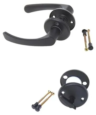 Immagine prodotto di Set di maniglie e pomelli per porta Aqbau®, nero (per WC e bagno)