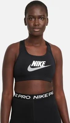 Produktbild von Nike W Nk Df Swsh Cb Futura Gx Bra Black/White/Particle Grey M
