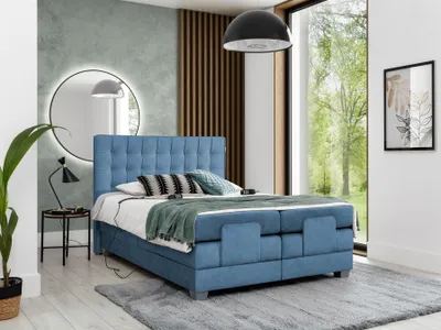 Produktbild von Boxspringbett Elektrisch Schlafzimmerbett MAXIMA 140x200cm in Stoff Himmelblau