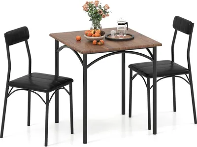 Obrázek produktu pro Sada jídelního stolu pro 2 s polstrovanými židlemi, prostorově úsporný design