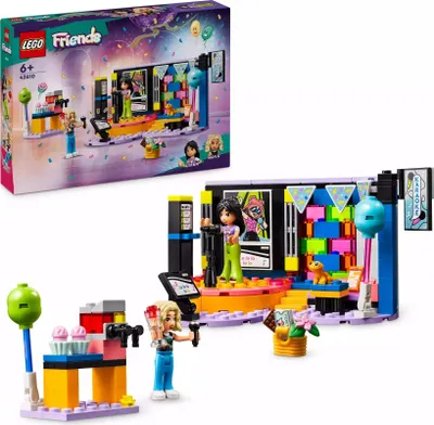 Zdjęcie produktu dla LEGO Friends Impreza z karaoke, zabawka muzyczna do zbudowania dla dziecka, dla dziewczynek i chłopców, zestaw z Novą i Liann oraz mikrofonami, pomysł na prezent dla 6-latki, 42610