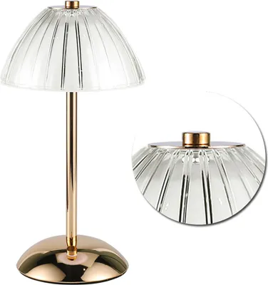 Image de Lampe champignon Interrupteur tactile à gradation progressive Rechargeable Table de salle à manger Lampe de table décorative en cristal Veilleuse de chevet