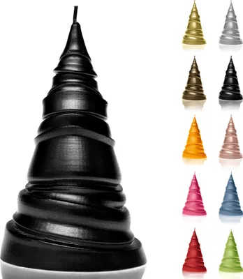 Produktbild von Candellana Kerze Weihnachtsbaum Geometrisch | Höhe: 16 cm | Black Metallic | Brennzeit 32h | Weihnachten | Handgefertigt in der EU