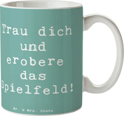 Produktbild von Mr. & Mrs. Panda Becher Spruch Neue Sportart Mut - Meeresbrise - Geschenk, Teetasse, Tasse, Trost, Kaffeetasse, Pott, Leidenschaft, Motivation, Kaffeebecher, Stärke