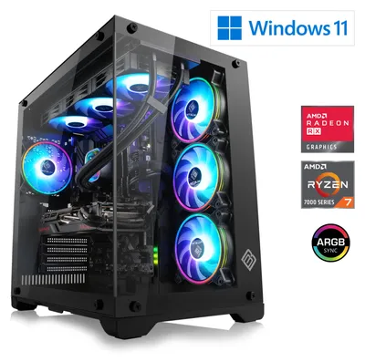 Produktbild von Gaming PC, AMD Ryzen 7 7800X3D, 4200 MHz, Radeon RX 9070 XT, 32 GB DDR5, 2000 GB, Windows 11 Home, USB 3.2 | M12230H