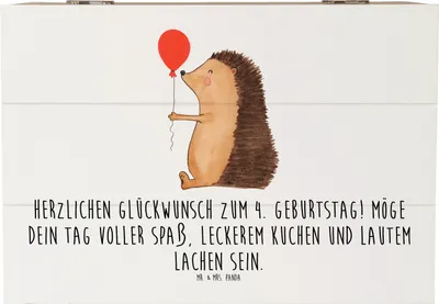 Produktbild von Mr. & Mrs. Panda Box 4. Geburtstag 22 x 15 cm - Weiß - Geschenk, Glückwünsche, Geburtstagsthema 4 Jahre, Happy Birthday, Geburtstagsgeschenk, feiern, Truhe, schmuckkiste