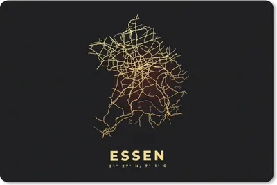 Produktbild von MuchoWow® Schreibtischunterlage Karte - Essen - Karte - Gold - Stadtplan 60x40 cm - XXL Mauspad - Großes Mauspad