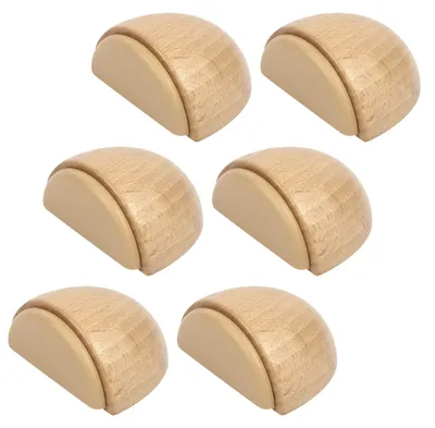 Image de Butées de porte autocollantes pour le sol - Butées de porte en bois - Butées de porte autocollantes en hêtre [6 pièces]