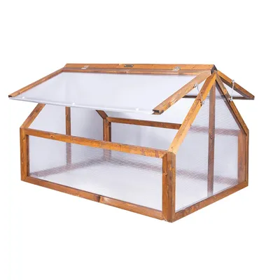 Produktbild von QLS Mini-Gewächshaus Holz Timber 120x80 Frühbeet Balkon für Kräuter Tomaten 11271