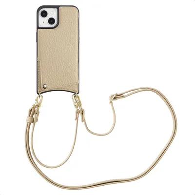 Zdjęcie produktu dla Etui na telefon Selencia Nova z kablem i uchwytem na kartę do Apple iPhone 14 / 13 - beżowy