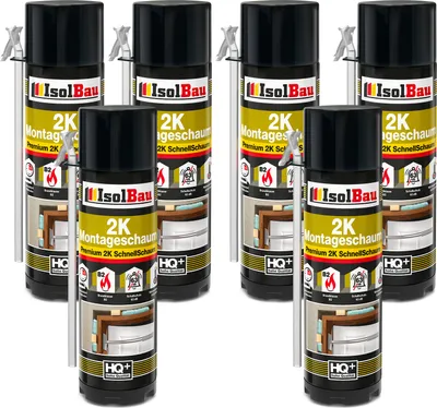 Produktbild von Isolbau 2K Montageschaum B2 Zargenschaum - 6 x 400 ml Premium PolyurethanSchnellschaum für Türen, Fenster, Dämmung & Montage