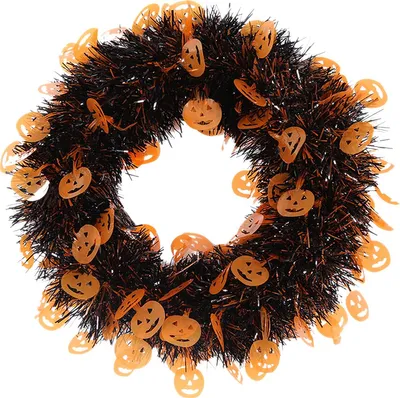 Obrázok produktu pre Halloween veniec na dvere Zavesená girlanda Umelý tekvicový veniec na stenu Halloween dovolenka párty Strašidelný dom dekorácia