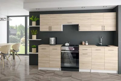 Produktbild von KÜCHE KÜCHENZEILE KÜCHENBLOCK MODERN 240 CM Einbauküche licht Sonoma