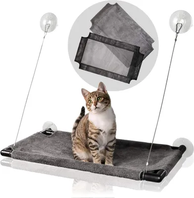 Produktbild von Amazy Cat Fenstersitz mit Katzenspielzeug  Katzenhngematte frs Fenster als gemtlicher Aussichtspunkt fr Ihre Katze