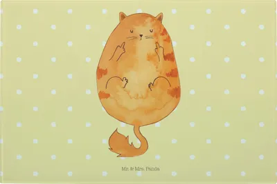 Produktbild von Mr. & Mrs. Panda Schneidebrett Aus Glas Katze Mittelfinger - Gelb Pastell - Geschenk, Hackbrett, Tiger, Kater, Schneidbrett, Schneidplatte, Cats, Genervt, Katzen