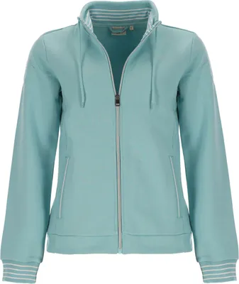 Produktbild von Blue Flame Damen Sweatjacke mit Stehkragen mit Kordel - Modische Freizeitjacke mit Reißverschluss in Türkis Größe M