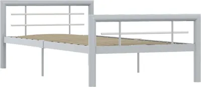 Produktbild von vidaXL Bettgestell Grau und Weiß Metall 100 × 200 cm