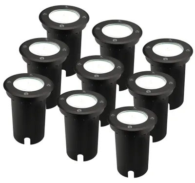 Image de Ledvion Lot de 9 Spot LED Encastrable Exterieur IP67 3W 6500K GU10 noir