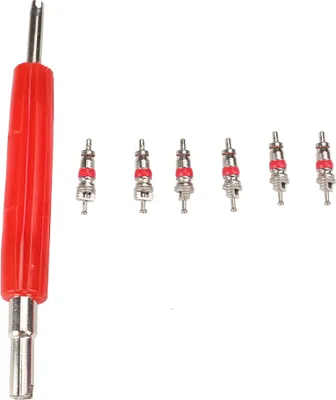 Produktbild von 1 Set Doppelkopf-Entfernungswerkzeug Ventilkern Geeignet für Auto LKW Motorrad Fahrrad Red_1 Doppelkopf-Entfernungswerkzeug + 6 Ventilkerne