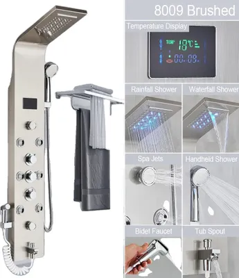 Produktbild von Duschpaneelsystem, LED-Wasserflussanzeige, Dreifachbedienung, Isolar SMR 6KW