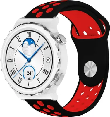 Produktbild von Strap-it Huawei Watch GT 3 Pro 43mm Sportarmband (Schwarz/Rot)