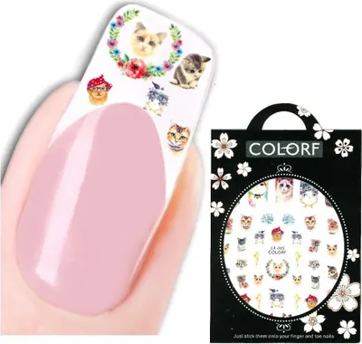 Produktbild von 3D Nagel Sticker Nail Art Aufkleber Katzen Lotosblumen Aufkleber