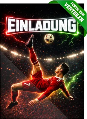 Produktbild von Einladungskarten für Kindergeburtstage – Jungen – 12 Karten mit Fußballmotiv – Geburtstagseinladungen für Kinder