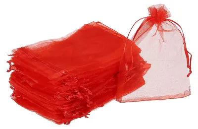 Image de Sacs en organza, 100 pièces - Sacs en filet transparents - Avec cordon de serrage - Sacs cadeaux - Bijoux - Mariage - Fête - Petits sacs cadeaux