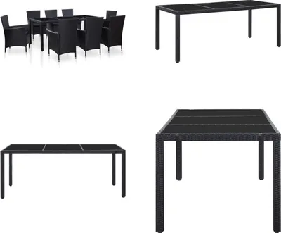 Produktbild von vidaXL 9 tlg. Garten Essgruppe Poly Rattan Schwarz - Gartenmöbel Set - Gartenmöbel Sets - Gartentisch Und Stühle - Gartentische Und Stühle