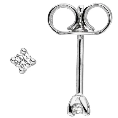 Produktbild von Solitär Ohrstecker Ohrringe mit 2 Diamanten Brillanten 585 Gold Weißgold Damen