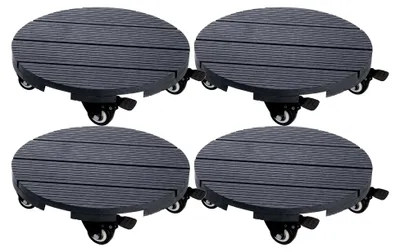 Produktbild von Pflanzenroller aus massivem WPC, rund 30 cm, für Blumen bis 100 kg