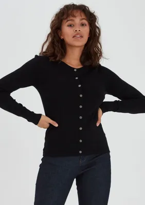 Produktbild von Pulz Jeans PZSARA Damen Strickjacke Feinstrick Cardigan Strickcardigan mit Knopfleiste