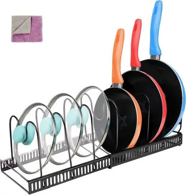 Produktbild von Famanu Topfdeckelhalter 2-in-1 erweiterbar - mit 8 verstellbaren Fächern