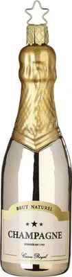 Produktbild von Christbaumschmuck Glas Champagner Flasche 14cm gold