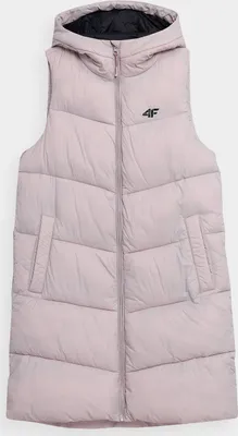 Productafbeelding van 4F Steppvest, jas, vest, capuchon, outdoor, overgangsjas, lange damesjas, roze, maat XS