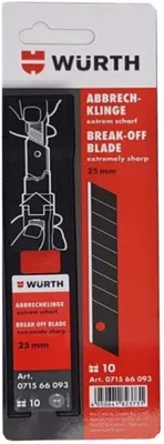Produktbild von Würth 25mm Abbrechklinge 10er Pack extrem scharf Ersatzklinge für Würth Cuttermesser ( 10 x 1 Klinge )
