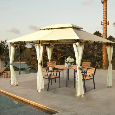 Image de Pavillon de jardin en métal - Tente de réception - Tente de jardin - Serre - Abri de jardin - 3x4 mètres - Parois latérales amovibles