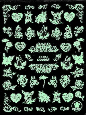 Produktbild von Nagelsticker dünn selbstklebend UV leuchtend Bunt CY-043
