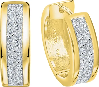 Produktbild von V Creolen 925 Silber vergoldet Zirkonia 925/- Sterling Silber 1,8cm gelb Zirkonia weiß 274210035