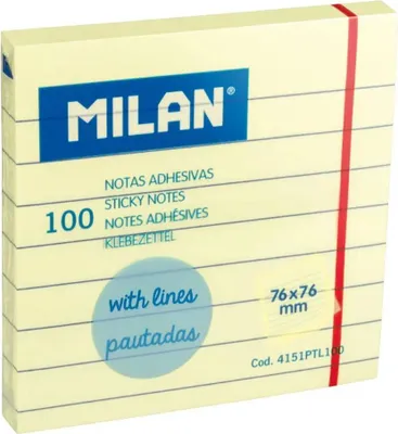 Zdjęcie produktu dla Milan Karteczki samoprzylepne w linię 76 x 76 mm