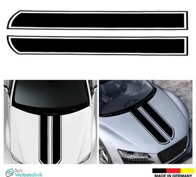 Produktbild von Auto Aufkleber Streifen 130x11cm Schwarz | Vinyl Tuning Motorhaube Dachstreifen