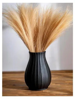 Produktbild von Schwarze Keramikblumen-Vase: 20,5 cm Boho Pampasgras Vasen für Wohnzimmer, Schlafzimmer und Küche - Moderne Blumenvase für Fensterbank und Tischregal