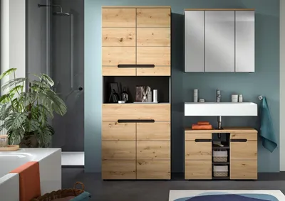Produktbild von Badezimmer Set Canu 4 | 3-teilig | Artisan Eiche / Basalt grau | ohne Aufsatzleuchte