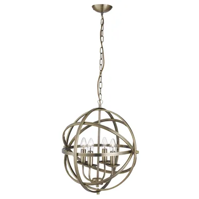 Produktbild von Kronleuchter Industrial-Nordic Orbita Stahl-Messing 4 Lichter E14
