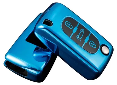 TPU-Schlüsselhülle für Peugeot/Citroen, 3 Tasten, Blau