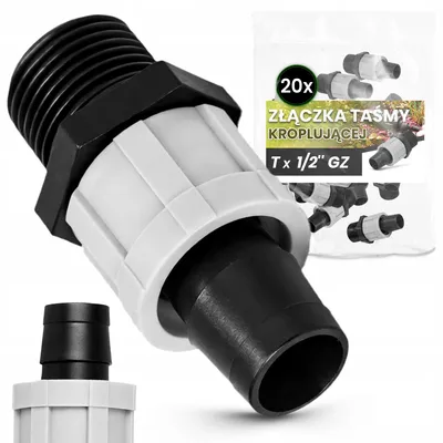 Produktbild von TRCR Tropfschlauch-Verbinder T x 1/2'' Außengewinde 20 Stück